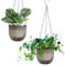hifrom Blumentöpfe zum Aufhängen, Blumenampel Außen Körbe mit Kette, Kokos Große Liter Volumen (2er Set transparent grau 16.5 cm)