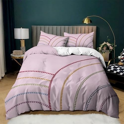 Housse De Couette 220X240 Couleur Rose Douceur Parure De Lit en Microfibre,Housse De Couette Adulte avec Taie d'oreiller 50X75 Cm Imprimé Literie avec Fermeture Éclair