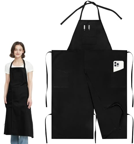 OGMBI Split Leg Ceramics Apron, Canvas Pottery Apron with 3 Portable Pocket, Adjustable Waterproof Full Coverage Aprons for Women Men DIY Ceramic Gardening Sculpture