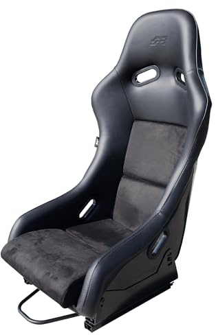Simoni Racing SRSF/20 Sportsitz Ayrton – Fest, aus schwarzem Leder und Samt mit Fiberglas-Schale, Black