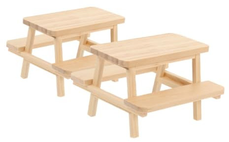 HANABASS 2 Stück Tisch Und Stuhl Puppenhaus Miniatur Einteiliger Tisch Möbel Garten Din Zubehör Versorgung Picknick Zubehör Kaffee Puppenhaus Dekoration für Spielzeuglandschaft im Landhausstil