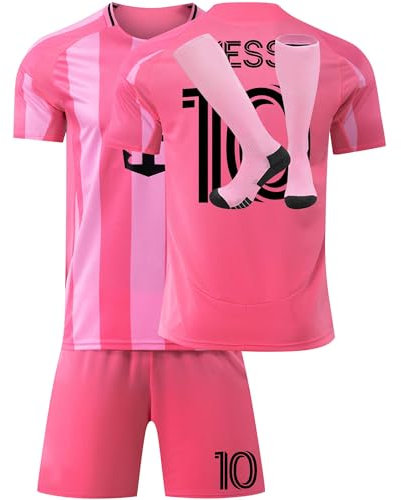 Trikot Kinder Erwachsene Nr.10 Fussball Trikot Set, 24/25 schwarz, Rosa, Blau Fußball Trikot Trainingsanzug Shirts Shorts und Socks, Football Kit for Jungen Mädchen