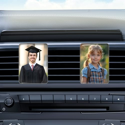 Velba Personalisierte Kristall-Auto-Lufterfrischer - Custom Aromatherapie Auto Air Vent Clip mit Ihrem Foto Text (2 Rechteck, Einheitsgröße)