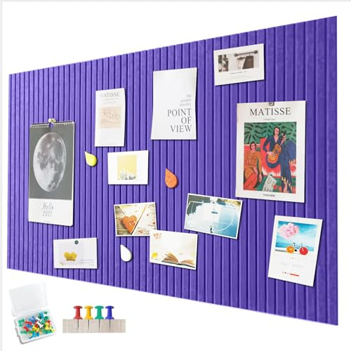 Große Filz Pinnwand Selbstklebend,90 x 60cm Filzboard,dekorative Pinnwand aus Filz,0,9cm dick,faltbare Fototafel Memotafeln Memo Boards Bulletin Board Wanddekoration für Büro Küche-Tiefviolett