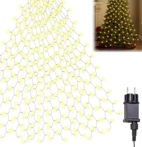 Lunartec Lichtervorhang: Weihnachtsbaum-Überwurf-Lichterkette, 16 Stränge, 400 LEDs, 2,5m, 230V (Weihnachtsbaum Lichterkette außen, Tannenbaum Überwurf, Kerze)