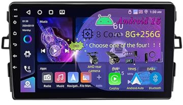 9 Pulgadas Doble DIN Android 15 Radio de Coche para Toyota Auris 2006-2011 con CarPlay Cámara de Respaldo Controles del Volante Bluetooth GPS Navi Enlace al Espejo(C1 2+32G)