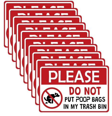 10PCS No Dumping Dog Waste Stickers Trash Bin Stickers Self-Adhesive Vinyl Decal Trash Can Sticker for House Yard Restaurant Garden 5.9 X 3.9 In