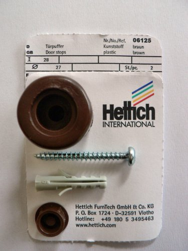 Hettich Türpuffer, braun, Ø 27 mm, H: 28 mm, 2 Stück, Artikelnr. 6125