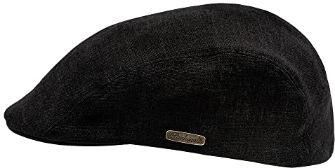 Sterkowski Gecko Schiebermütze Herren Sommer | 100% Leinen Mütze Herren Und Damen | Herren Stoffmütze Sommermütze Herren Elegante Herrenmütze Sommermütze Herren Herren Cap 60 cm Schwarz