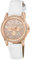 Tikkers Mädchen Quarz-Uhr mit Rose Gold Zifferblatt Analog-Anzeige und Weiß Nachahmung Lederband tk0129