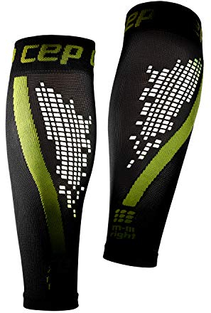 CEP - NIGHTTECH Calf Sleeve 2.0, Reflektierende Damen Beinstulpen, Stutzen für exakte Wadenkompression, Made by Medi, schwarz / grün, Size IV