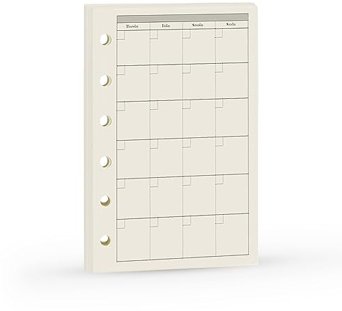 Planner Refill, Pocket Notebook, Month Tracker Binder Refills for 6 Holes Filofax/Personal Journal, 100Gsm Quality,45sheets/90pages A7 Refill, 4.84 x 3.23'', Harphia