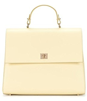 HUGO BOSS woman bespoke TH M pastel yellow leather designer handbag