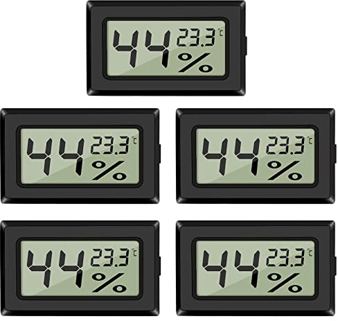EEEKit Mini Igrometro Termometro Digitale LCD, 5-Pezzi Misuratore di Umidità, Mini Igrometro da Interno di Stanza Serra, Nero