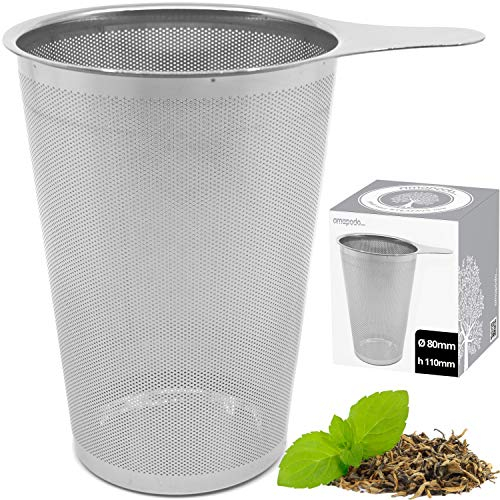 amapodo Teefilter - Teesieb für Tasse - Teefilter für losen Tee - Teesieb Edelstahl für Teekanne - Teezubehör - Ideal als Siebeinsatz für Teekanne - Dauer Teefilter, Spülmaschinenfest, Plastikfrei
