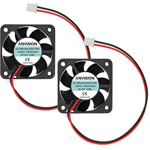 ANVISION 2-Pack DC 24V 40mm Dual Ball Bearing Brushless Cooling Fan, YDM4010B24