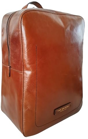 The Bridge Rucksack groß PC-Halter bis 15 Zoll Leder Made in Italy verstellbare Schultergurte für Herren 36 x 27 x 18 cm braun 46410601, braun, 36x27x18 cm