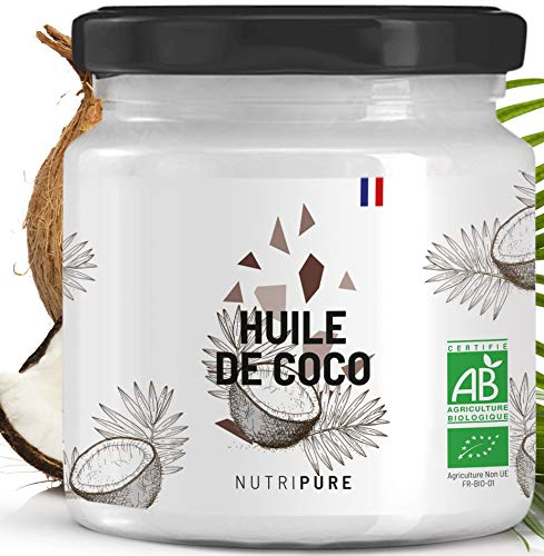 Nutripure | Huile Vierge de Coco Bio | 100% Naturelle & Pure | Alternative aux Huiles classiques | Soin du Visage, de la Peau et des Cheveux | Vegan | Pas de singes utilisés pour la Récolte | 400 mL