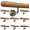TIBU Eiche Holz Handlauf Geländer 0,3m - 6m, Länge 110 cm, Ende Halbkugel gefräst und 2 gewinkelte Halter