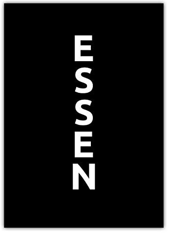 Premium Poster Stadt ESSEN | Städtemotiv, Typografie | 40x50cm, schwarz/weiß, 3 seidenmattes Premiumpapier, Qualitätsfarben | Dekoration für Zuhause | Nachhaltig und ressourcenschonend produziert