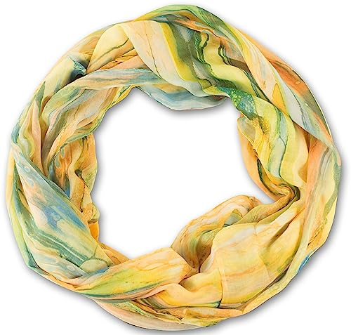fashionchimp Loop Schlauchschal für Damen mit All-Over-Muster im Batik Style, Crash and Crinkle, Seide (Gelb)