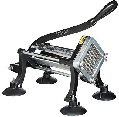 Weston Coupe-frites professionnel pour pommes de terre et légumes, lame de coupe en acier inoxydable de 3/8, ventouse et pieds muraux, qualité restaurant, noir (36-3550-W)