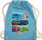 Turnbeutel Rucksack - Hot Wheels Tasche - Comic Rennautos - Unisize - Hellblau - kindergarten rennauto sport beutel jungen race car sportbeutel baumwolle auto stoff bag turnsack stofftasche