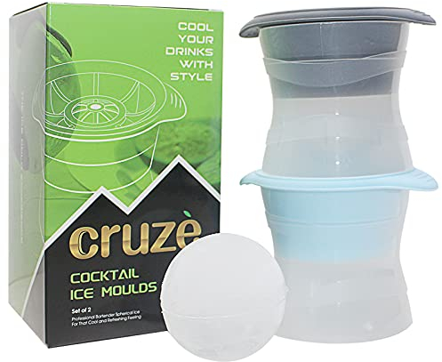 Durable Giant Ice Ball Moulds-2 Ice Cubes Tray Big Sphere Maker Add to Your Barware Set. for Slow Melting Ice for All Your Favourite Drinks. Gin Whiskey Vodka. Perfect Cocktail Ice from Your Freezer.