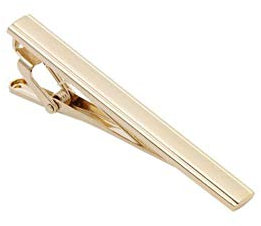 QUUPY Pince à cravate simple en acier inoxydable - Épingle à cravate en métal - Pour affaires, mariage, cadeau - Doré