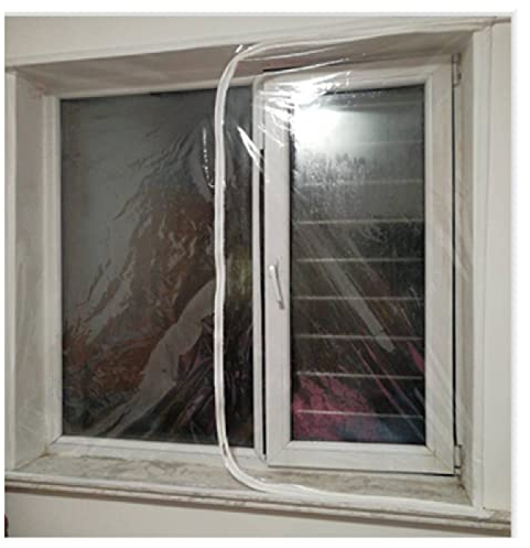 LIJINBO Thermo Cover Fenster-Isolierfolie,Fenster-Isolationsfilm 0,2 Mm Transparente Wasserdichte Plane-Tarpaulin-versiegelter Schalldichter Partitionsvorhang Geräuschunterdrückende Klarwindschutzsche