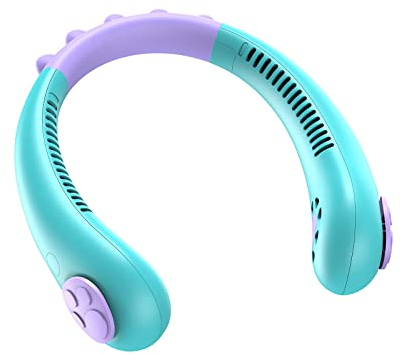 zelaxy Hals Ventilator für Kinder klein leicht Fan Lademodus Hängender Halsventilator Zuhause, Draussen Hände Frei Dinosaurier Ventilatoren Kühl Sommervorrät Leiser Stimme - Blau