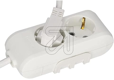 Steckdosenleiste Mehrfachstecker mit Kinderschutz und Wandhalterung + VDE geprüft (Verschiedene Modelle, Farben und Längen wählbar) (2-Fach - 3 m, Weiss)