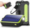 Solar Power Bank 12000mAh Hand Crank Solar Charger with LED Flashlights, Dual Outputs & one Inputs for Smartphones,Tablets And Outdoor Camping Torch Backup Battery (green)