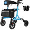 WALK MATE Rollator Walker für Senioren mit Getränkehalter, verbesserter Daumen-Druckknopf zur Höhenverstellung, 10,2 x 20,3 cm Räder, Lauflernhilfe mit Sitz, gepolsterte Rückenlehne, zusammenklappbar,