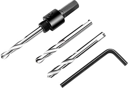 Drill Bit Set LAIWEI 4 Piece Hole saw arbor 1 A4 Small Arbor 2 4341 Steel Bits 1 Hex Wrench Compatible with 14-200mm Hole Saw