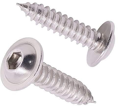 M6 x 25 mm (30 Stück) Innensechskant-Blechschrauben, 304 Edelstahl 18/8, Innensechskantantrieb 4 mm, Holzschrauben mit selbstschneidender Spitze