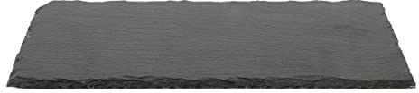 Plato Llano de Pizarra Natural, Fuentes de Cocina, Platos para Sushi, Plato de Pizarra, Bandejas para Servir Alimentos Quesos, Tapas Sushi, Negro, Tablas de Piedra 30 x 11 x 0,6 cm - 1 Unidad