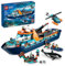 LEGO City Arctic Explorer Ship 60368 Bauspielzeug Set, lustiges Spielzeug Geschenk für 7-jährige Jungen und Mädchen, mit einem schwimmfähigen Boot, Hubschrauber, Schlauchboot, ROV Sub,
