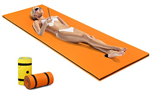 GOPLUS Flotteur Piscine,Hamac Flottant Tapis d'eau Flottant en Mousse Durable pour Lacs, Piscines et Plage, Matelas Gonflable, 210X66CM(Orange)