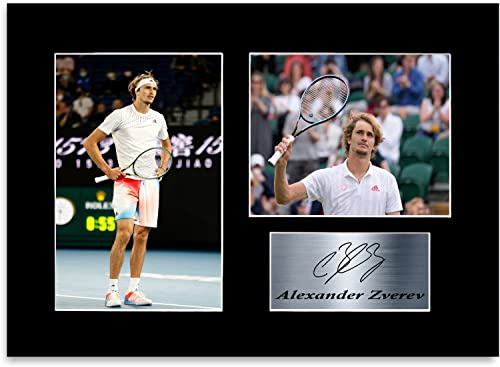 Alexander Zverev Tennisspieler, A4, bedruckt, signiert, Autogramm, Passepartout, Geschenk