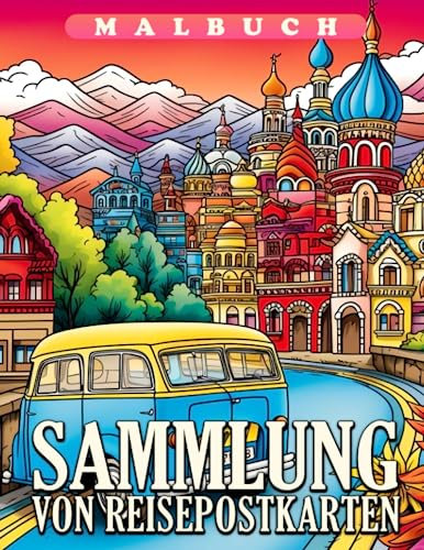 Sammlung von Reisepostkarten: Bunte Postkarten-Designs mit weltweiten Wahrzeichen und Kulturen für Kinder im Alter von 7-11 Jahren