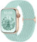 CeMiKa Geflochtenes Armband Kompatibel mit Apple Watch Armband 41mm 40mm 38mm 42mm für Damen Herren, Elastisches Solo Loop Nylon Armband für iWatch Series 10 9 8 7 6 5 4 3 2 1 SE Ultra 2 1, BlauGrün