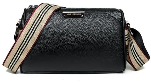 Sevitini Umhängetasche damen, Umhängetasche frauen Leder mit handyfach, Crossbody bag damen großer kapazität mit 3 fächern, mit verstellbarem breitem schultergurt (Schwarz)