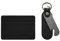 Fossil Herren Leder Slim Minimalistisch Kartenetui Fronttasche Brieftasche, Schwarzes Kartenetui und Schlüsselanhänger-Geschenk-Set, Einheitsgröße, Kartenetui