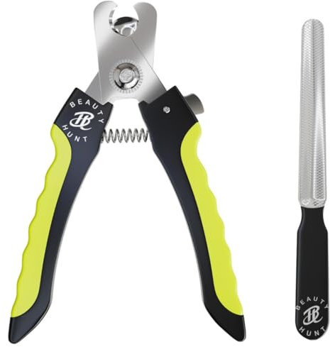 BeautyHunt Dog Nails Clippers with File and Safety Guard for Medium to Large Breeds - 16cm