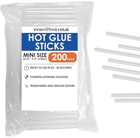 Innovative Haus Mini Hot Glue Sticks for Mini Glue Guns, Clear, 200 Pack