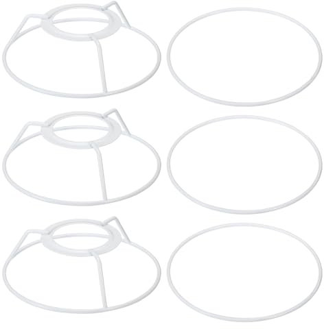 PATIKIL 4.7 E26 E27 Lampenschirm Ring Gestell mit Europäischer Installateur 3 Pack Lampenschirm Halter Draht Rahmen Heimwerker Trommelring für Tisch Stehlampe Weiß