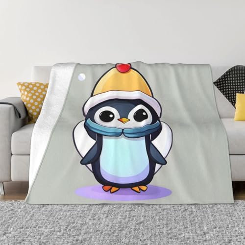 Flanelldecke mit niedlichem Pinguin-Druck, ultraweicher Überwurf für Sofa und Reisen, kompakte Klimaanlagen-Decke in verschiedenen Größen