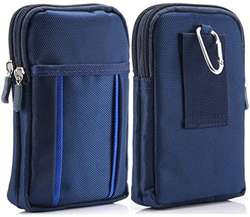 Vertical Cell Phone Belt Clip Holster Men, Cell Phone Waist Pack Blue, Universal Mobile Phone Wallet Holster Carrying Case with Belt Clip Pouch Smartphone Belt Loop Sport Travel Waist Bag Pocket Purse