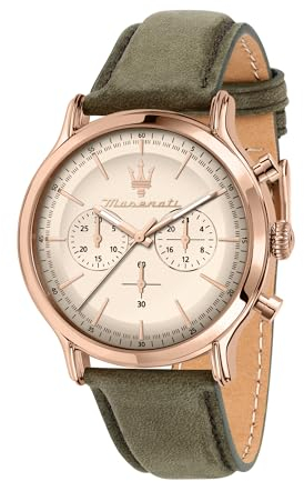Maserati Herrenuhr, Chronograph, Analog, Lederarmband, wasserdicht, Vintage-Kollektion, Geschenk für Männer – R8871633007